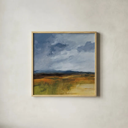 Storm Over Buckhorn by Pamela Munger. Shown in a natural wood glass frame for a timeless modern aesthetic. Available as an archival giclee rolled canvas, fine art paper, or poster print. SKU 87348a.