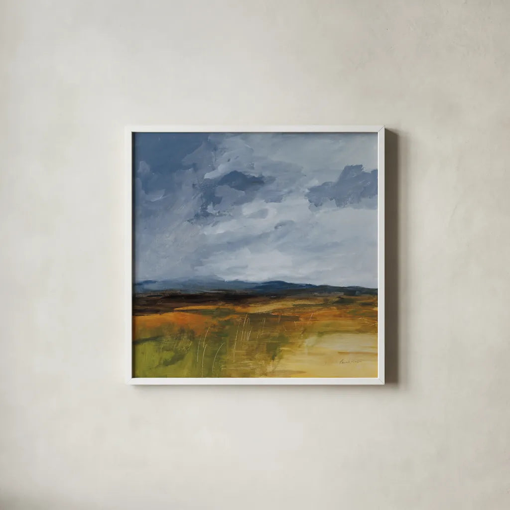 Storm Over Buckhorn by Pamela Munger. Shown in a crisp white glass frame for a clean and minimalist style. Available as an archival giclee rolled canvas, fine art paper, or poster print. SKU 87348a.