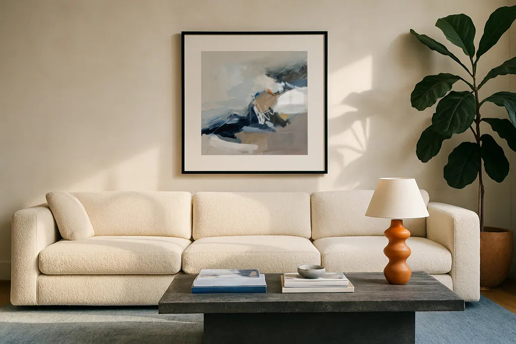 Surfacing by Pamela Munger. Displayed in a glass frame with matte in a clean modern living room. Available as an archival giclee rolled canvas, fine art paper, or poster print. SKU 70537a.