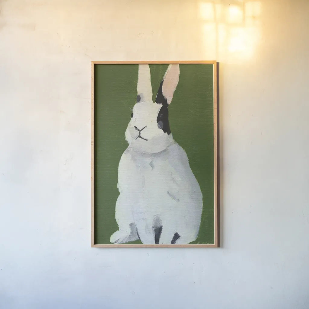 Sweet Bunny by Pamela Munger. shown as a paper print in a natural frame. Available as a archival giclee rolled canvas, fine art paper, or poster print. SKU 79319h.
