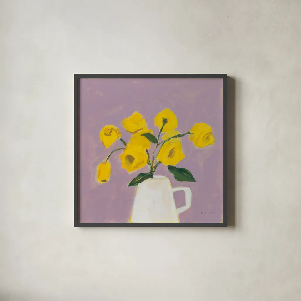 Sweet Yellow by Pamela Munger. Shown in a sleek black glass frame for a contemporary gallery look. Available as an archival giclee rolled canvas, fine art paper, or poster print. SKU 79316a.