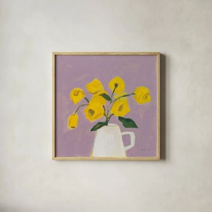 Sweet Yellow by Pamela Munger. Shown in a natural wood glass frame for a timeless modern aesthetic. Available as an archival giclee rolled canvas, fine art paper, or poster print. SKU 79316a.