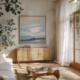This Land I by Pamela Munger. Shown in a natural wood frame in a cozy modern living room. Available as an archival giclee rolled canvas, fine art paper, or poster print. SKU 69768a.