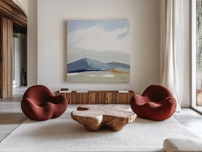 This Land II by Pamela Munger. Shown as extra-large giant wall art in a modern living room. Available as an archival giclee rolled canvas, fine art paper, or poster print. SKU 69769a.