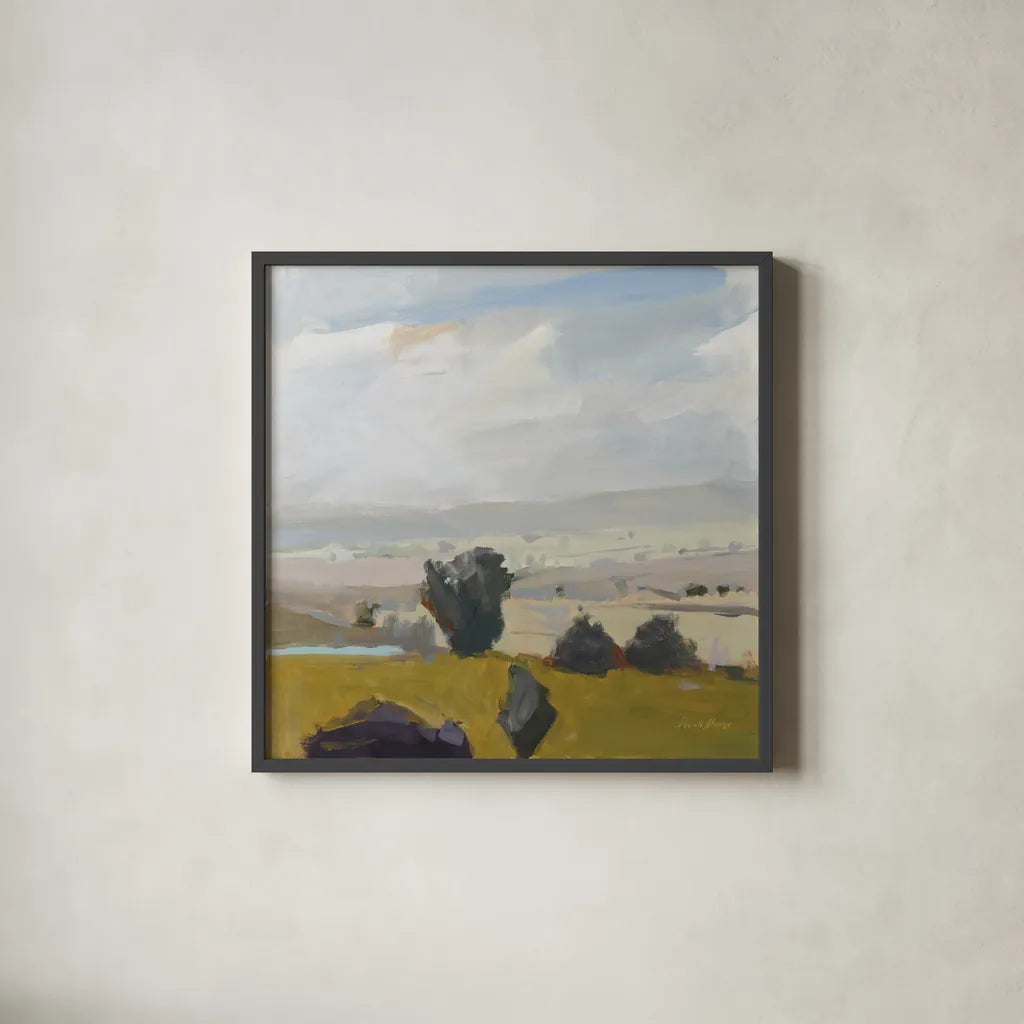 View of the Valley by Pamela Munger. Shown in a sleek black glass frame for a contemporary gallery look. Available as an archival giclee rolled canvas, fine art paper, or poster print. SKU 68959a.