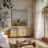 View of the Valley by Pamela Munger. Shown in a natural wood frame in a cozy modern living room. Available as an archival giclee rolled canvas, fine art paper, or poster print. SKU 68959a.