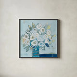 White Roses Light Crop by Pamela Munger. Shown in a sleek black glass frame for a contemporary gallery look. Available as an archival giclee rolled canvas, fine art paper, or poster print. SKU 75579a.