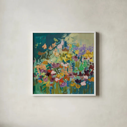 Wildflowers by Pamela Munger. Shown in a crisp white glass frame for a clean and minimalist style. Available as an archival giclee rolled canvas, fine art paper, or poster print. SKU 85511a.