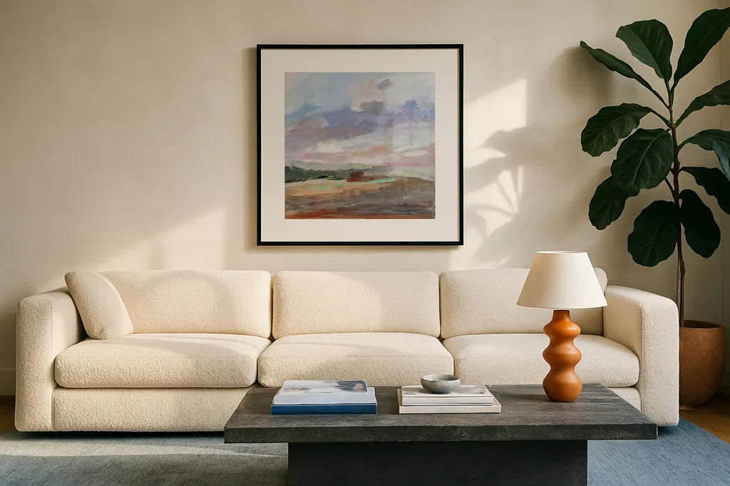 Without End by Pamela Munger. Displayed in a glass frame with matte in a clean modern living room. Available as an archival giclee rolled canvas, fine art paper, or poster print. SKU 85189a.