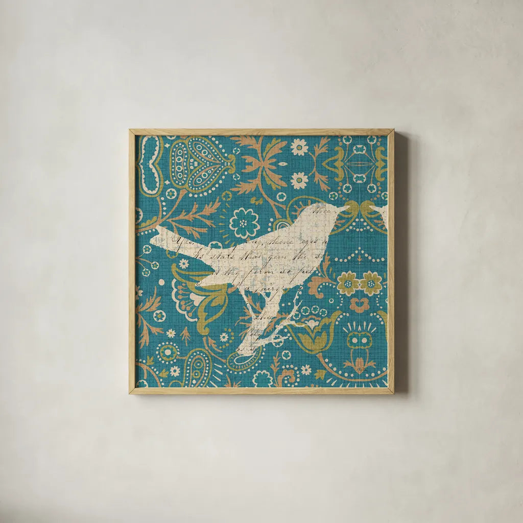 Bohemian Nature I by Pela. Shown in a natural wood glass frame for a timeless modern aesthetic. Available as an archival giclee rolled canvas, fine art paper, or poster print. SKU 13941a.