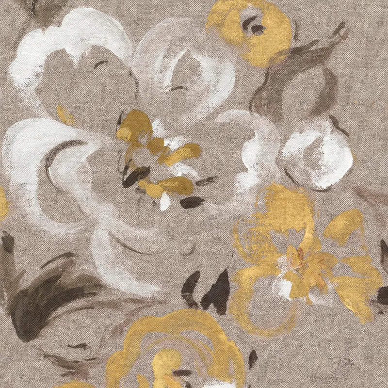 Brushed Petals II Gold by Pela. SKU 17325a. Archival Giclee Fine art print for wall decor.