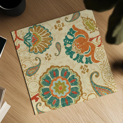 Fall Paisley II by Pela. Shown as a detailed flat fine art print, highlighting archival giclee quality. Available as an archival giclee rolled canvas, fine art paper, or poster print. SKU 11249a.