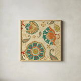 Fall Paisley II by Pela. Shown in a natural wood glass frame for a timeless modern aesthetic. Available as an archival giclee rolled canvas, fine art paper, or poster print. SKU 11249a.