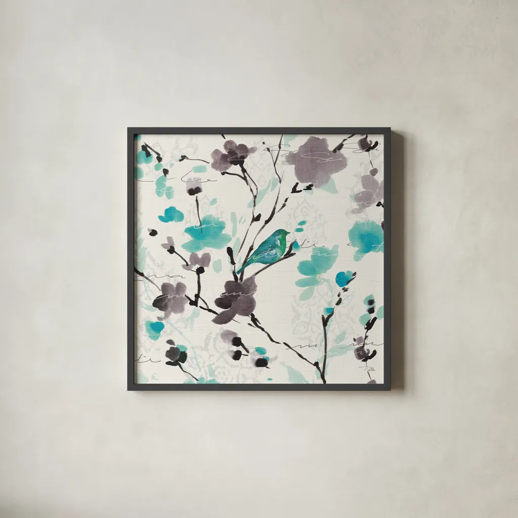 Flowing I Square by Pela. Shown in a sleek black glass frame for a contemporary gallery look. Available as an archival giclee rolled canvas, fine art paper, or poster print. SKU 11954a.
