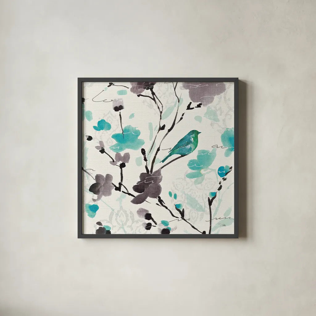 Flowing II by Pela. Shown in a sleek black glass frame for a contemporary gallery look. Available as an archival giclee rolled canvas, fine art paper, or poster print. SKU 11862a.