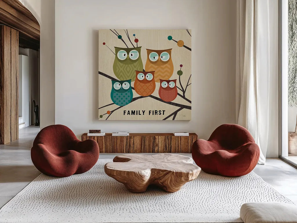 Flying Colors II by Pela. Shown as extra-large giant wall art in a modern living room. Available as an archival giclee rolled canvas, fine art paper, or poster print. SKU 12122a.