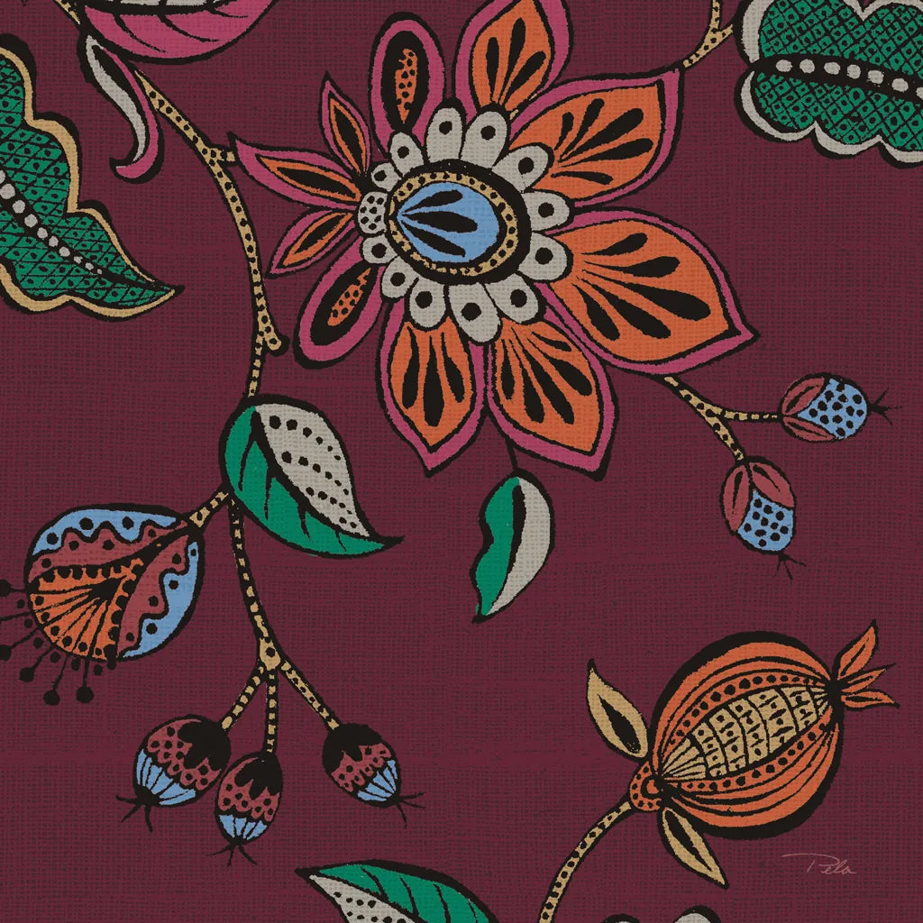 Garden Drawings II Wine by Pela. SKU 65146a. Archival Giclee Fine art print for wall decor.