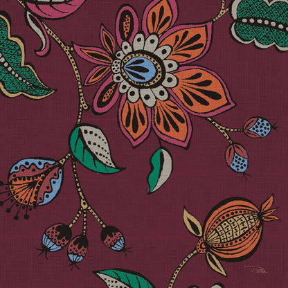 Garden Drawings II Wine by Pela. SKU 65146a. Archival Giclee Fine art print for wall decor.