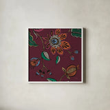Garden Drawings II Wine by Pela. Shown in a crisp white glass frame for a clean and minimalist style. Available as an archival giclee rolled canvas, fine art paper, or poster print. SKU 65146a.