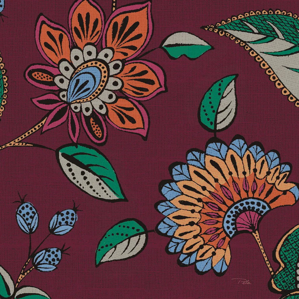 Garden Drawings III Wine by Pela. SKU 65147a. Archival Giclee Fine art print for wall decor.