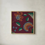 Garden Drawings III Wine by Pela. Shown in a natural wood glass frame for a timeless modern aesthetic. Available as an archival giclee rolled canvas, fine art paper, or poster print. SKU 65147a.