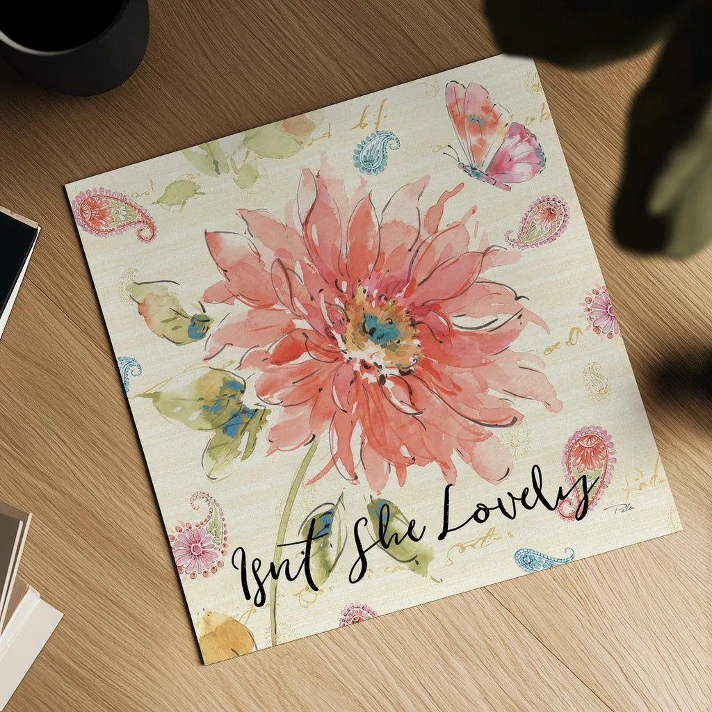 Happy Gypsy II Lovely by Pela. Shown as a detailed flat fine art print, highlighting archival giclee quality. Available as an archival giclee rolled canvas, fine art paper, or poster print. SKU 49909a.