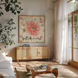 Happy Gypsy II Lovely by Pela. Shown in a natural wood frame in a cozy modern living room. Available as an archival giclee rolled canvas, fine art paper, or poster print. SKU 49909a.