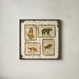 Lodge Memories II by Pela. Shown in a sleek black glass frame for a contemporary gallery look. Available as an archival giclee rolled canvas, fine art paper, or poster print. SKU 13509a.