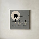 Moon Lovers I by Pela. Shown in a sleek black glass frame for a contemporary gallery look. Available as an archival giclee rolled canvas, fine art paper, or poster print. SKU 12117a.