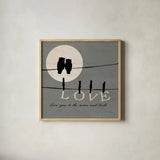 Moon Lovers I by Pela. Shown in a natural wood glass frame for a timeless modern aesthetic. Available as an archival giclee rolled canvas, fine art paper, or poster print. SKU 12117a.