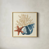 Ocean Life IX by Pela. Shown in a natural wood glass frame for a timeless modern aesthetic. Available as an archival giclee rolled canvas, fine art paper, or poster print. SKU 104775a.