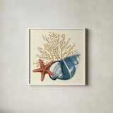 Ocean Life IX by Pela. Shown in a crisp white glass frame for a clean and minimalist style. Available as an archival giclee rolled canvas, fine art paper, or poster print. SKU 104775a.