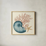 Ocean Life VIII by Pela. Shown in a natural wood glass frame for a timeless modern aesthetic. Available as an archival giclee rolled canvas, fine art paper, or poster print. SKU 104774a.