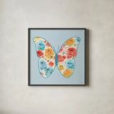Rose Sorbet VI Blue by Pela. Shown in a sleek black glass frame for a contemporary gallery look. Available as an archival giclee rolled canvas, fine art paper, or poster print. SKU 71524a.