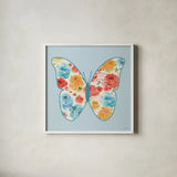Rose Sorbet VI Blue by Pela. Shown in a crisp white glass frame for a clean and minimalist style. Available as an archival giclee rolled canvas, fine art paper, or poster print. SKU 71524a.