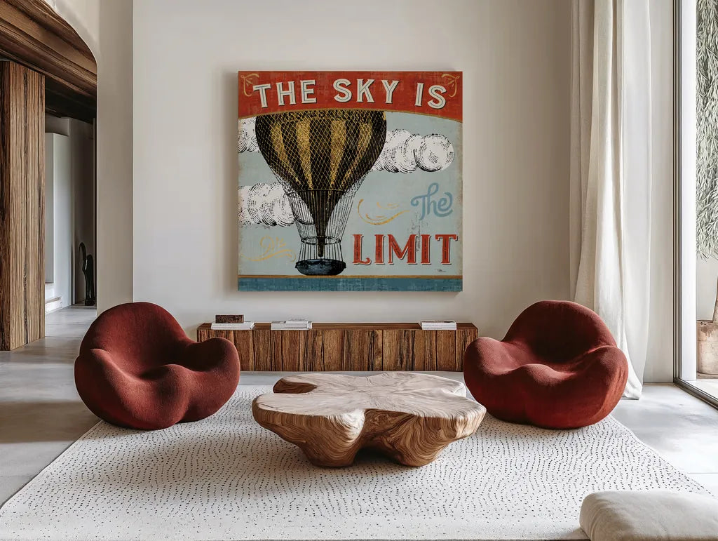 A Great Journey I by Pela Studio. Shown as extra-large giant wall art in a modern living room. Available as an archival giclee rolled canvas, fine art paper, or poster print. SKU 20640a.
