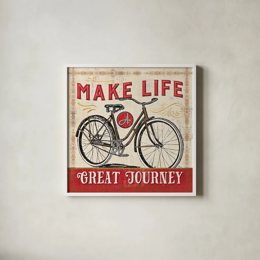A Great Journey IV by Pela Studio. Shown in a crisp white glass frame for a clean and minimalist style. Available as an archival giclee rolled canvas, fine art paper, or poster print. SKU 20643a.
