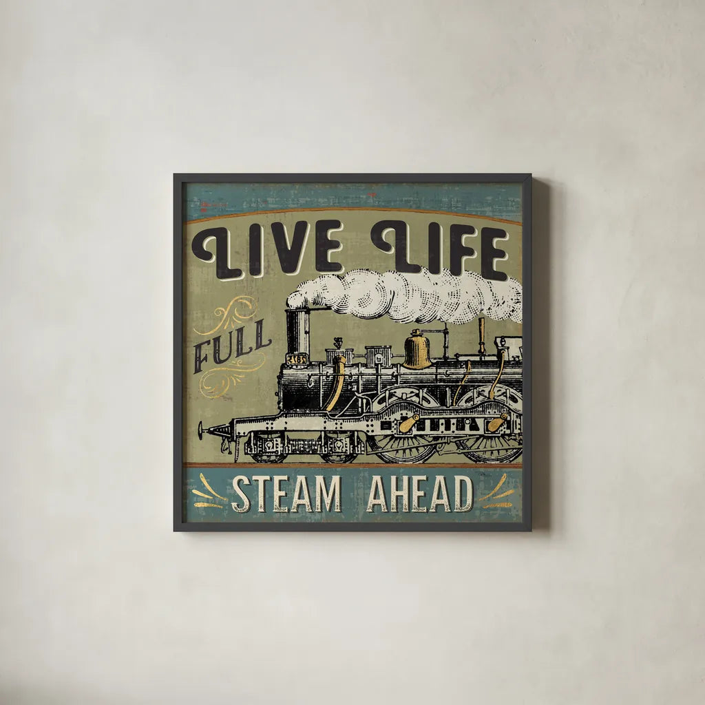 A Great Journey XII by Pela Studio. Shown in a sleek black glass frame for a contemporary gallery look. Available as an archival giclee rolled canvas, fine art paper, or poster print. SKU 20651a.