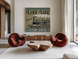 A Great Journey XII by Pela Studio. Shown as extra-large giant wall art in a modern living room. Available as an archival giclee rolled canvas, fine art paper, or poster print. SKU 20651a.