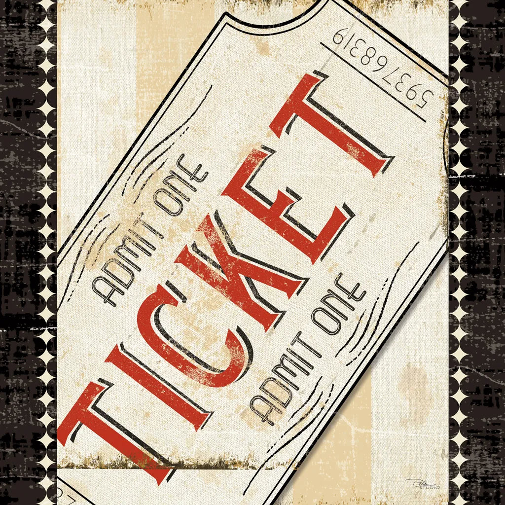 Admit One Border 8x8 by Pela Studio. SKU 11216a. Archival Giclee Fine art print for wall decor.