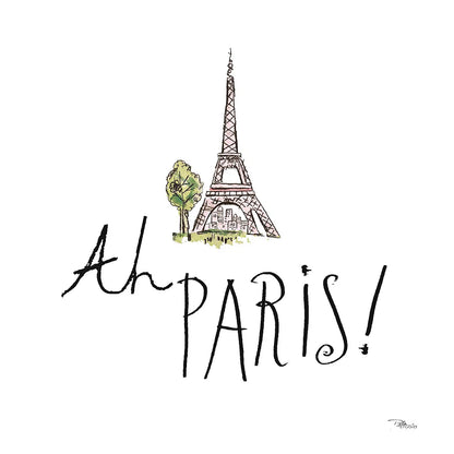 Ah Paris I on White by Pela Studio. SKU 26192a. Archival Giclee Fine art print for wall decor.