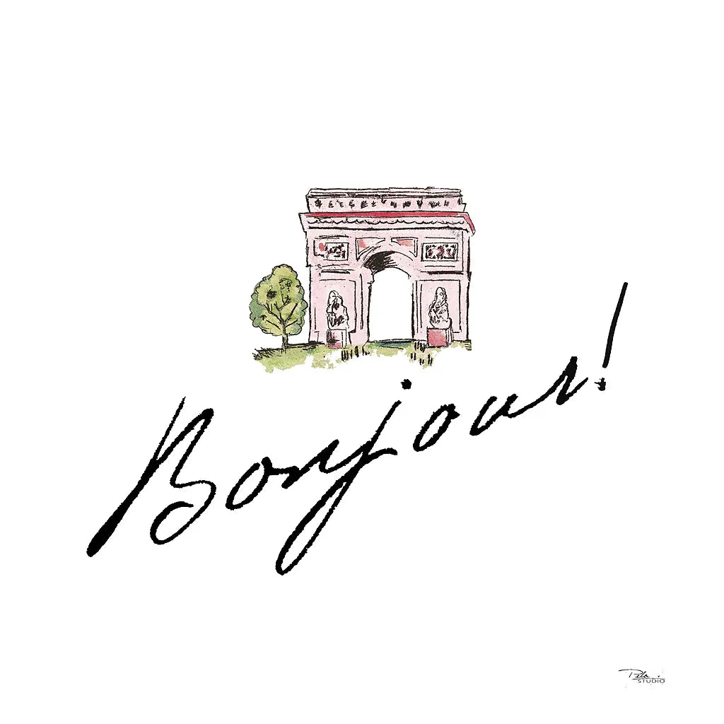 Ah Paris II on White by Pela Studio. SKU 26193a. Archival Giclee Fine art print for wall decor.