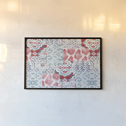 Bazaar Patchwork I by Pela Studio. shown as a paper print in a black flame. Available as a archival giclee rolled canvas, fine art paper, or poster print. SKU 48748i.