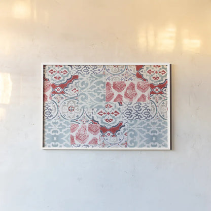 Bazaar Patchwork I by Pela Studio. shown as a paper print in a white frame. Available as a archival giclee rolled canvas, fine art paper, or poster print. SKU 48748i.