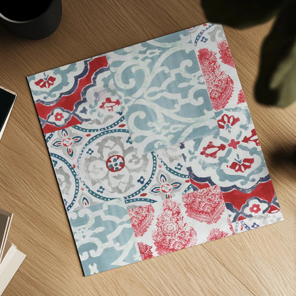 Bazaar Patchwork II by Pela Studio. Shown as a detailed flat fine art print, highlighting archival giclee quality. Available as an archival giclee rolled canvas, fine art paper, or poster print. SKU 48749a.