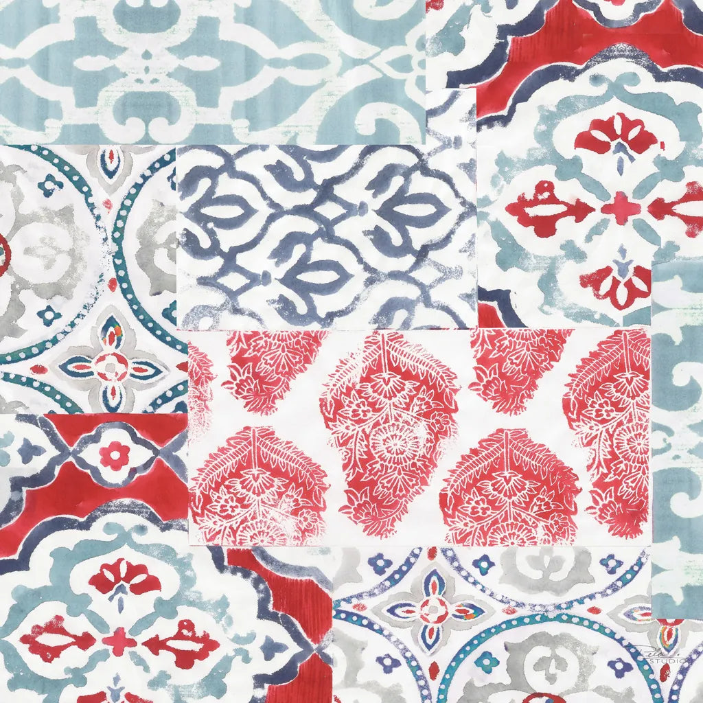 Bazaar Patchwork III by Pela Studio. SKU 48750a. Archival Giclee Fine art print for wall decor.