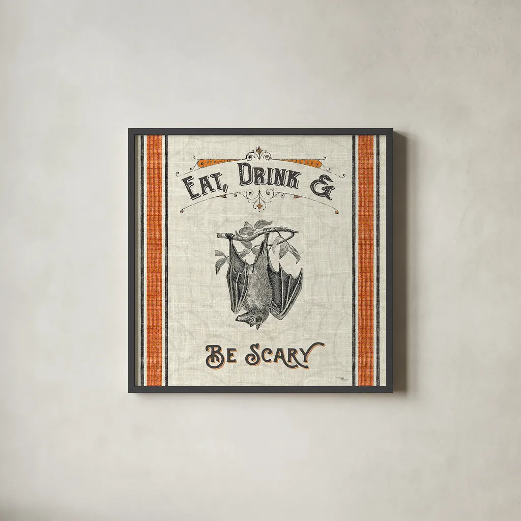 Be Scary IV by Pela Studio. Shown in a sleek black glass frame for a contemporary gallery look. Available as an archival giclee rolled canvas, fine art paper, or poster print. SKU 48390a.