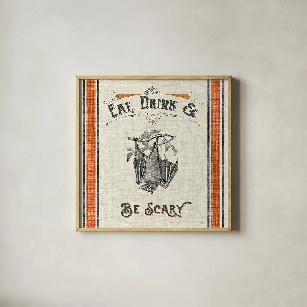 Be Scary IV by Pela Studio. Shown in a natural wood glass frame for a timeless modern aesthetic. Available as an archival giclee rolled canvas, fine art paper, or poster print. SKU 48390a.