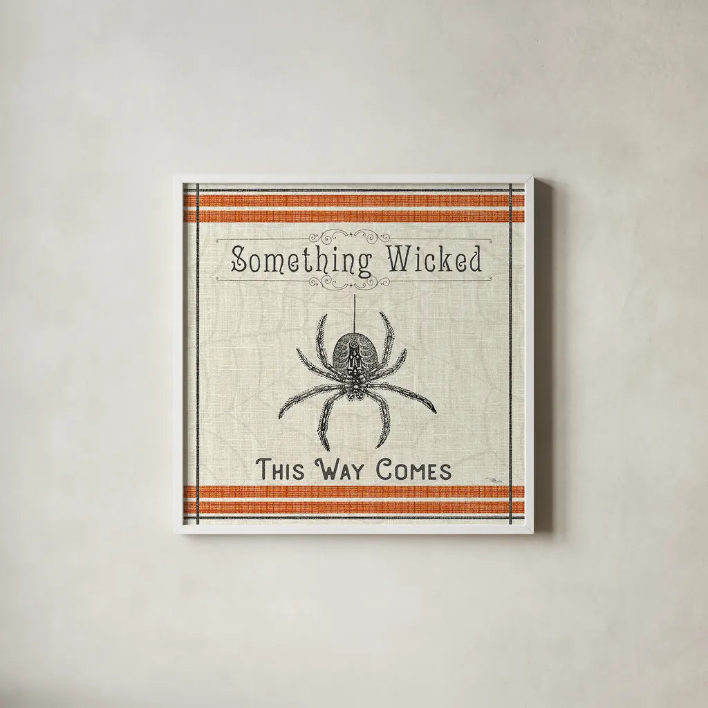 Be Scary VI by Pela Studio. Shown in a crisp white glass frame for a clean and minimalist style. Available as an archival giclee rolled canvas, fine art paper, or poster print. SKU 48392a.