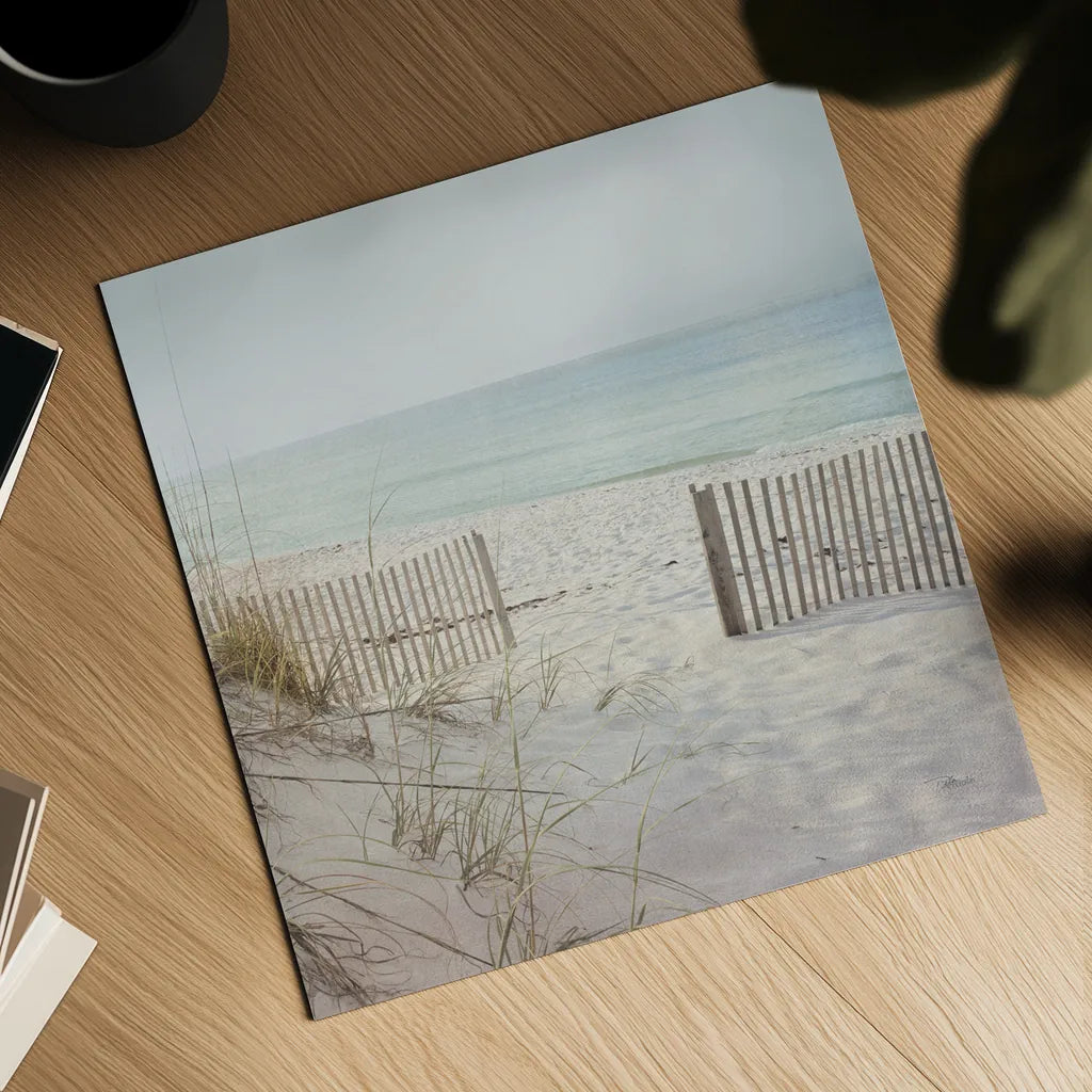 Beach Fence by Pela Studio. Shown as a detailed flat fine art print, highlighting archival giclee quality. Available as an archival giclee rolled canvas, fine art paper, or poster print. SKU 76252a.